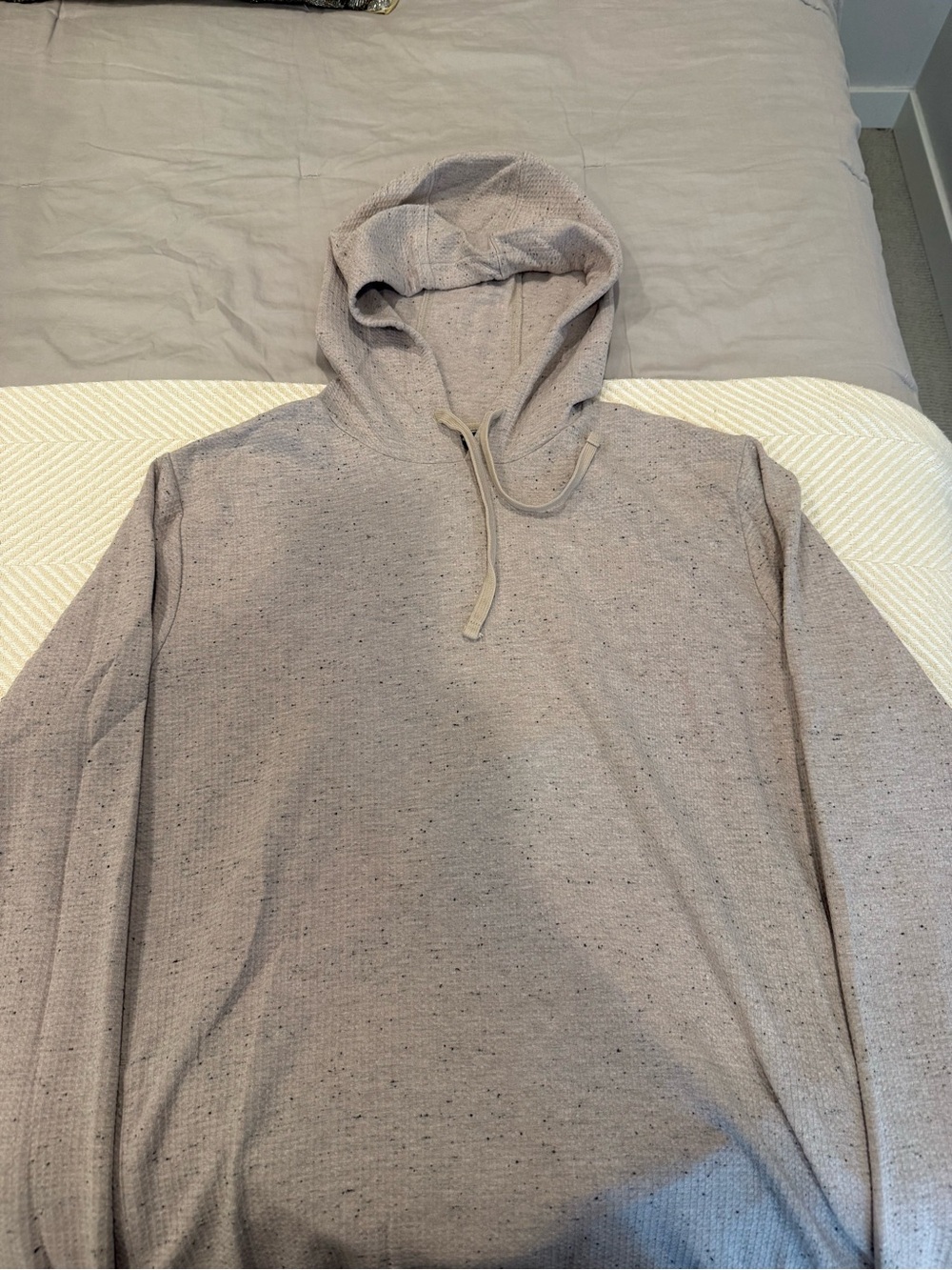 Travis Mathew Waffle Knit Speckled Light Taupe Hooded Pullover